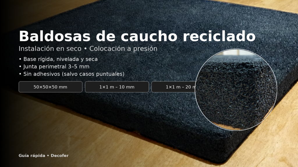 Colocación de baldosas de caucho reciclado